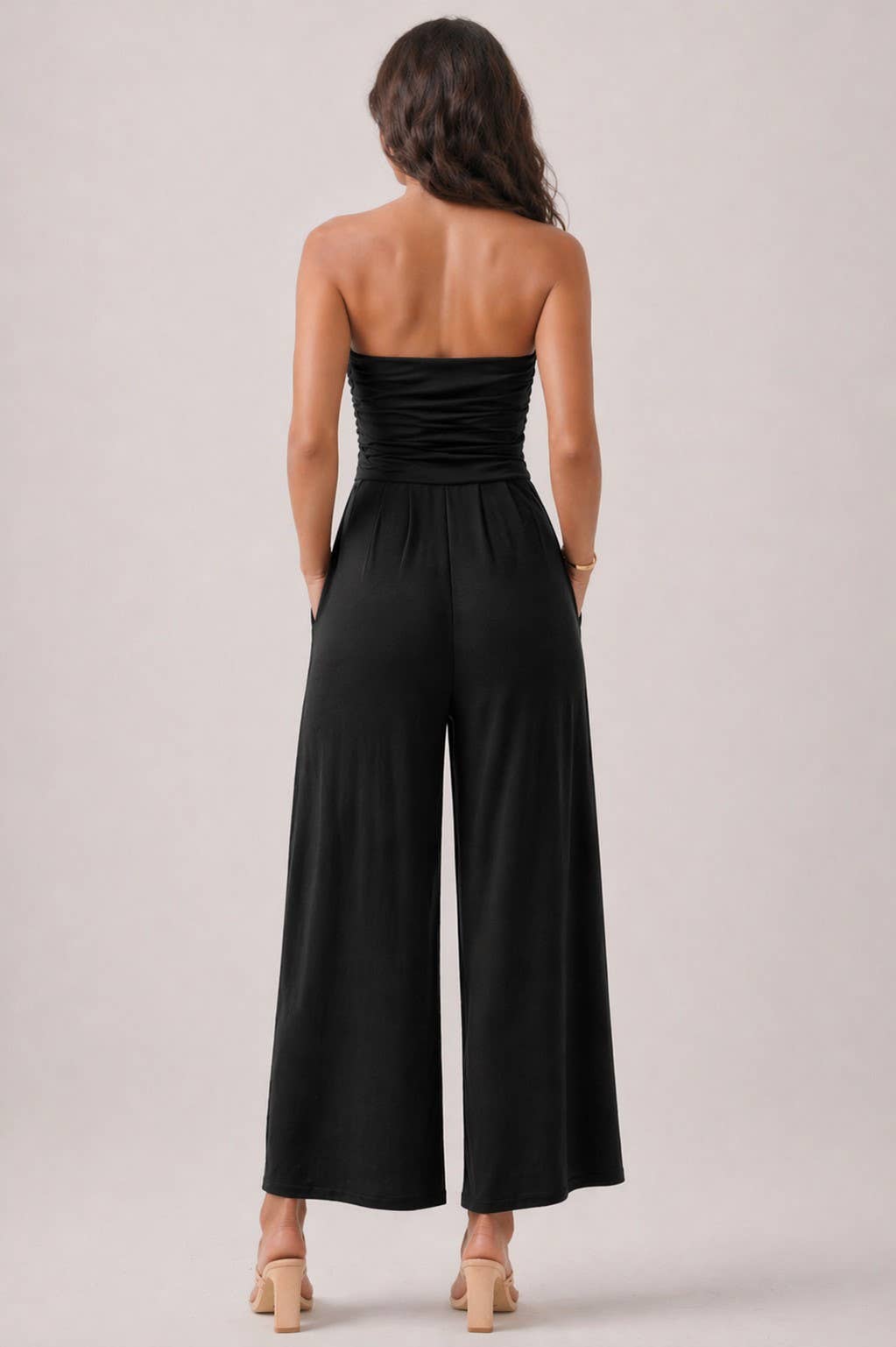 TUBE TOP W/SHIRRING PALAZZO ROMPER