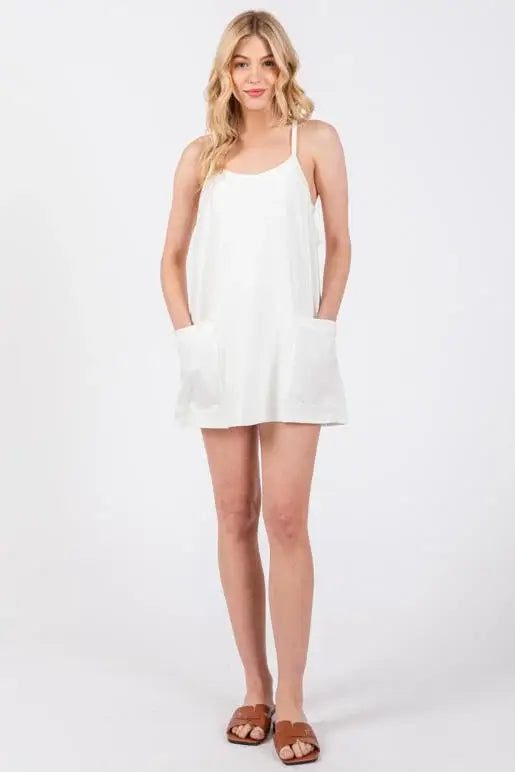 Cotton Cami Mini Dress with Romper Lining