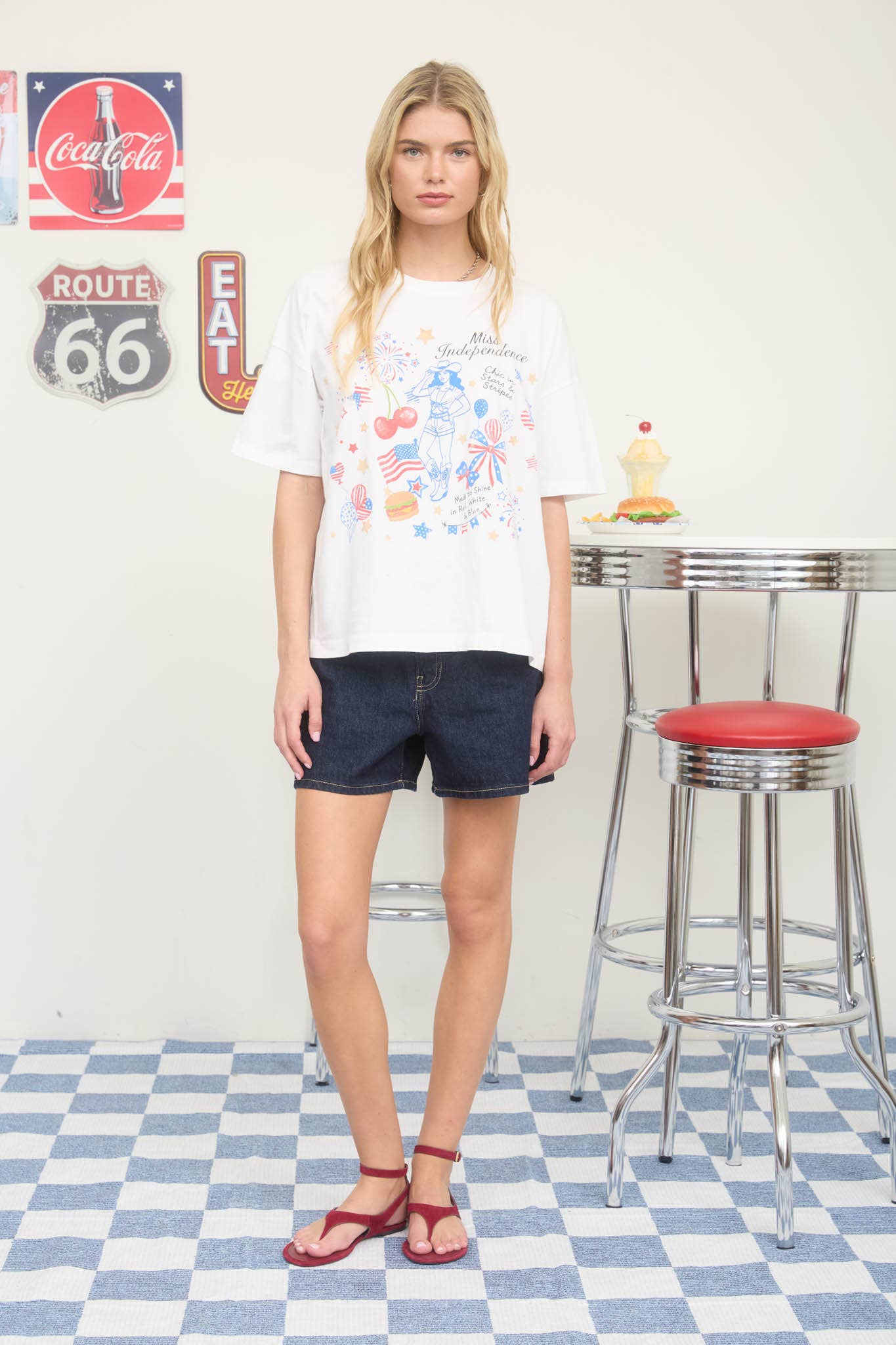 MISS INDEPENDENCE SHORT SLEEVE KNIT T-SHIRT