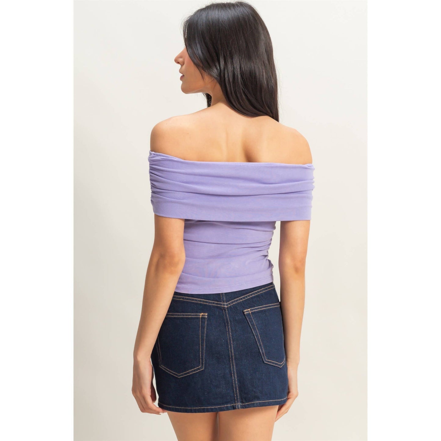 Off-The-Shoulder Side Ruched Top
