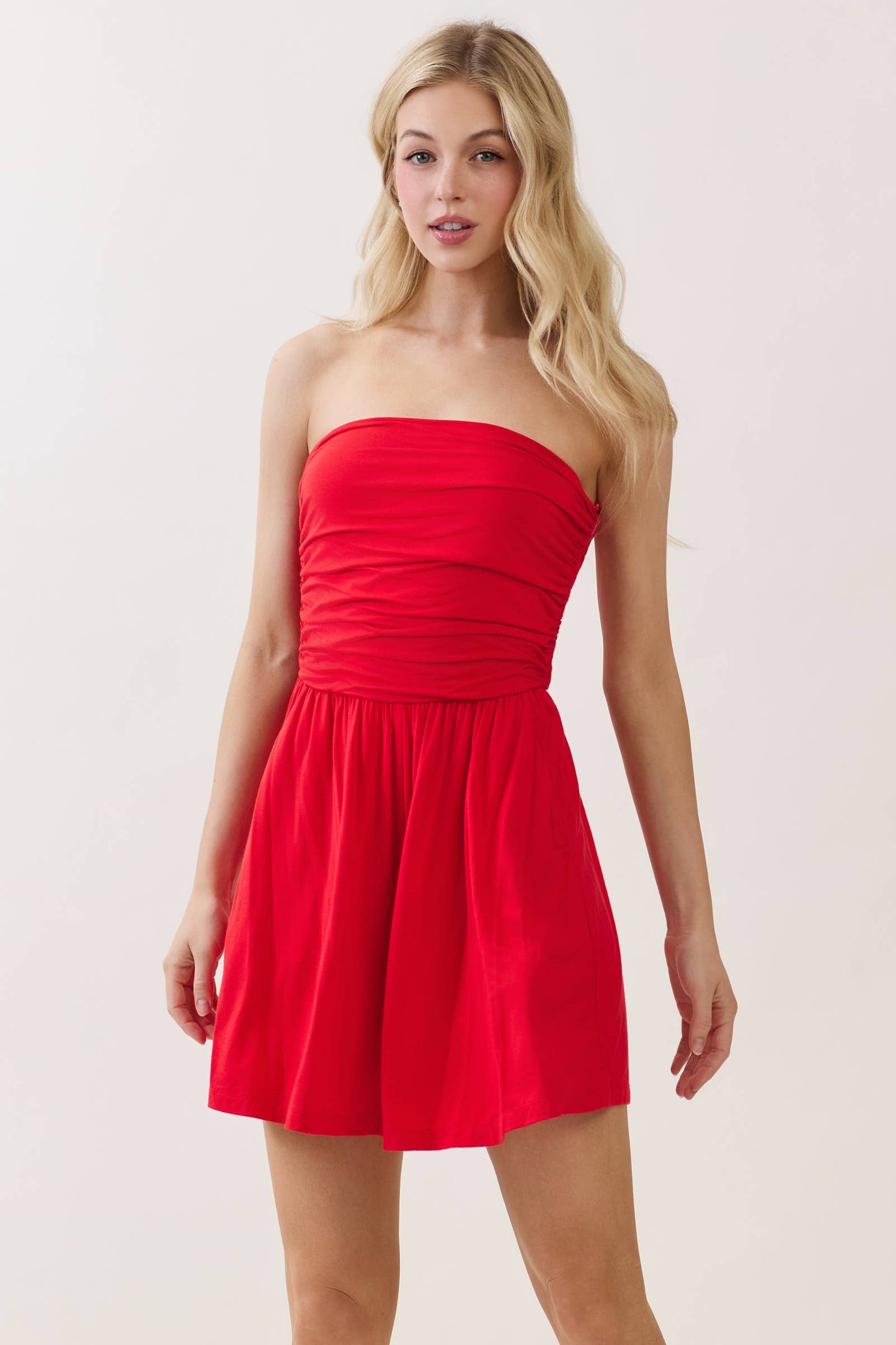 TANK TOP SHIRRING FLOWY ROMPER