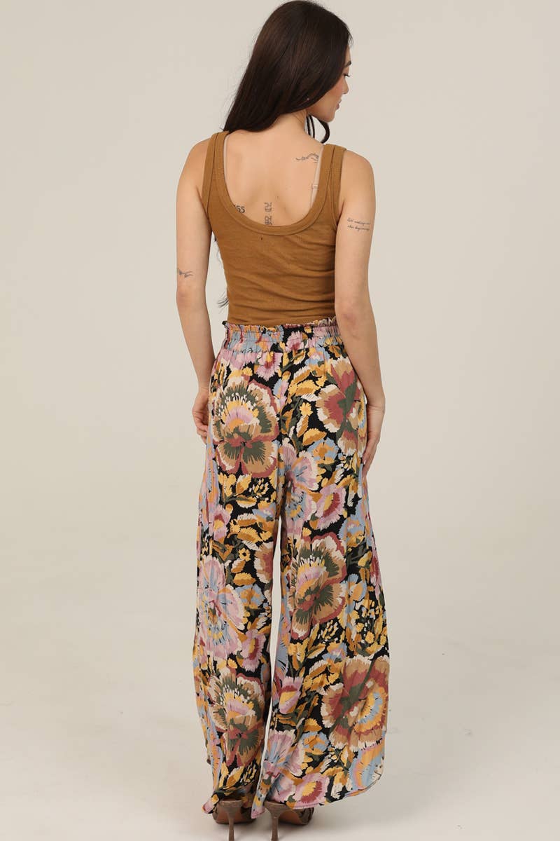 FLORAL PRINT WRAP PANTS