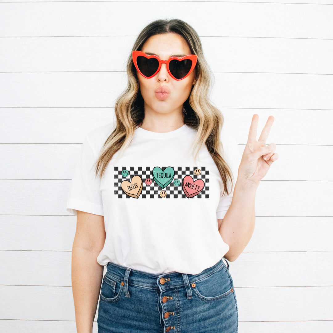 Tacos, Tequila, Anxiety Bella Canvas Tee