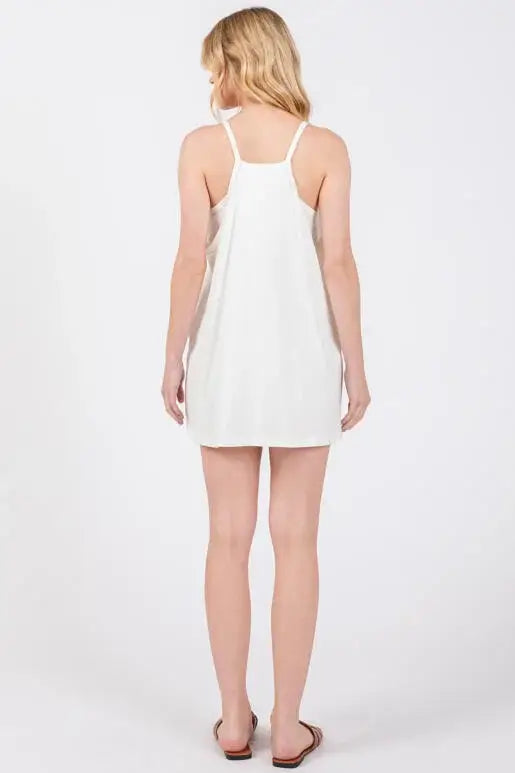 Cotton Cami Mini Dress with Romper Lining