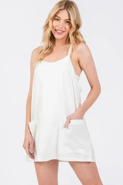 Cotton Cami Mini Dress with Romper Lining