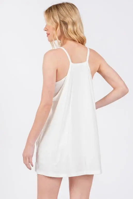 Cotton Cami Mini Dress with Romper Lining