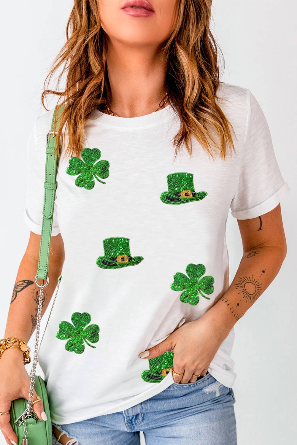 St Patrick Sequin Patch Graphic T-Shirts