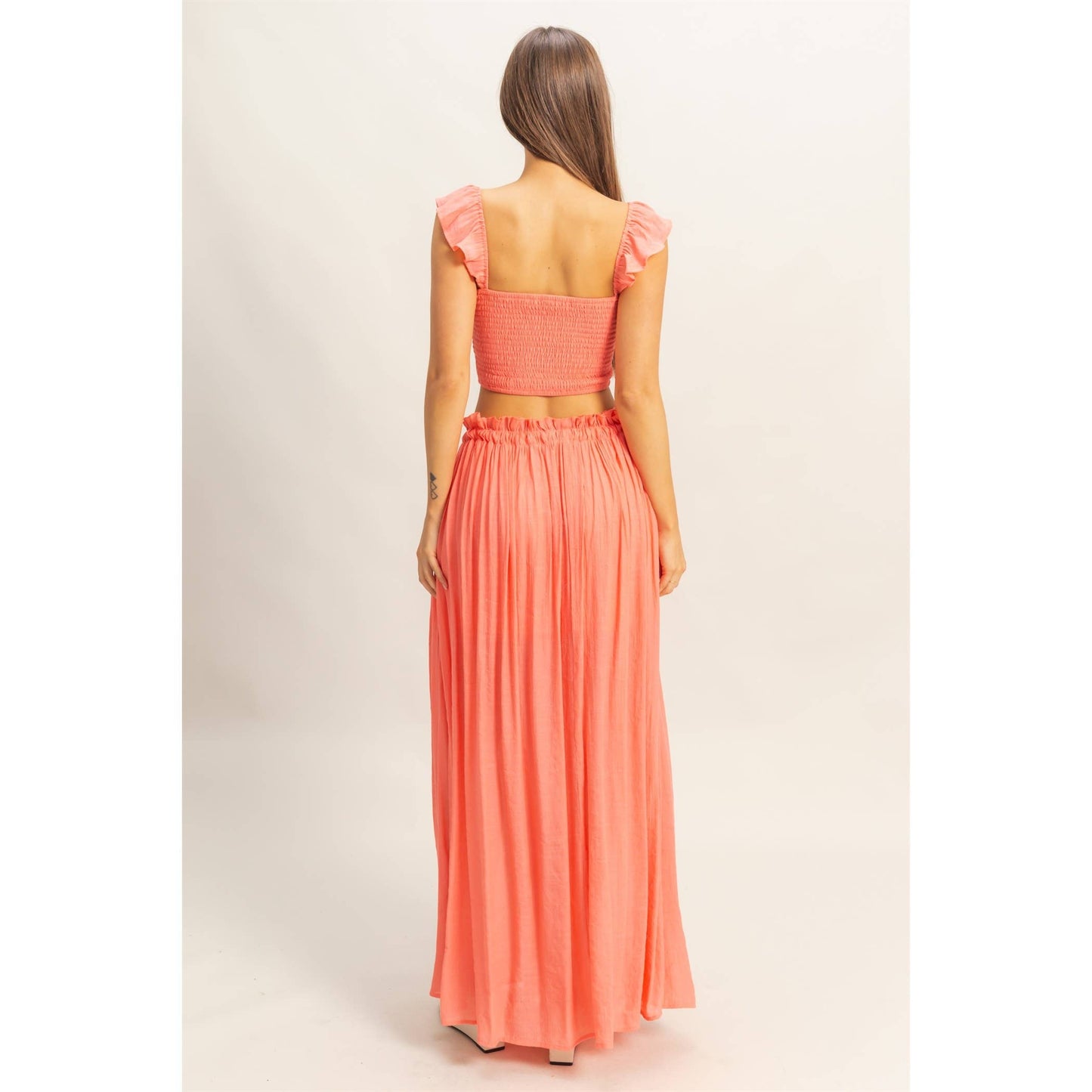 Smocked Sleeveless Top And Maxi Skirt Set