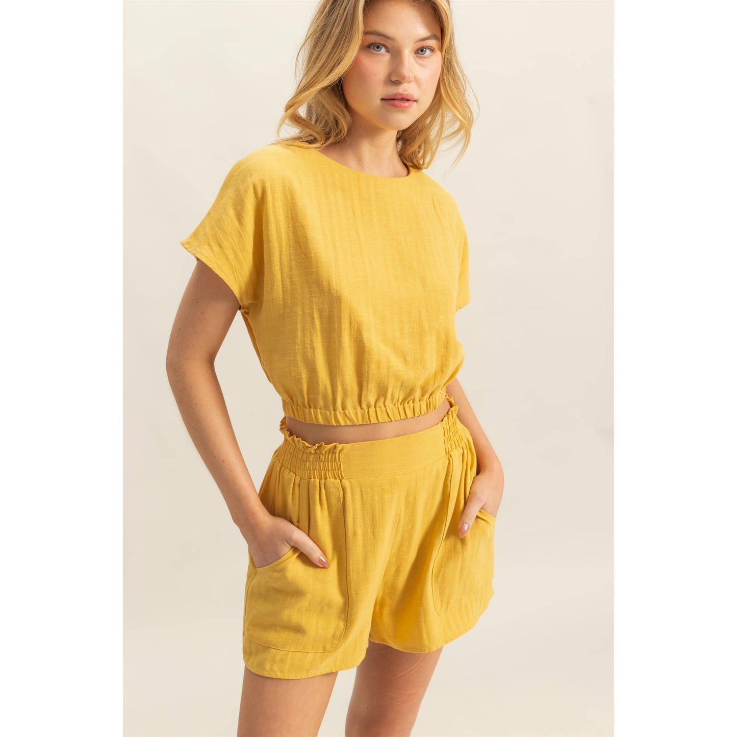 Loose Fit Crop Top And Shorts Set
