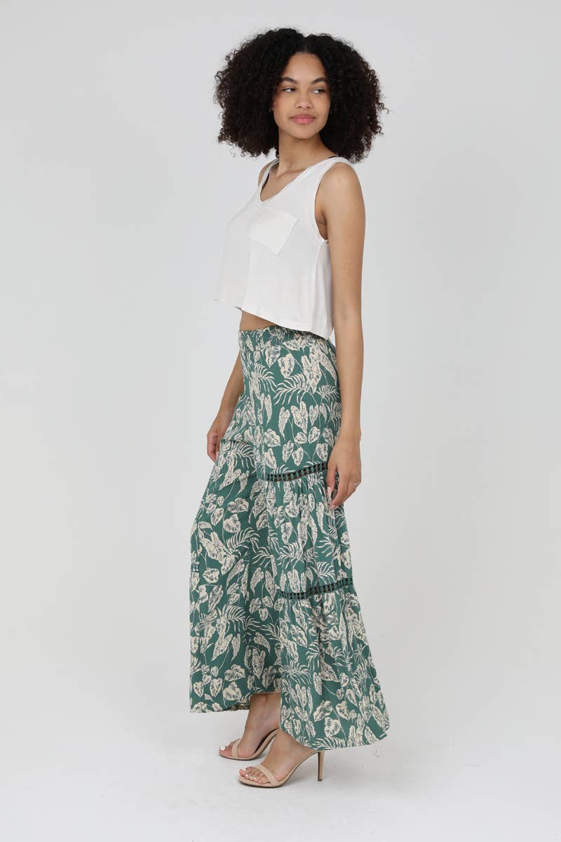 WIDE LEG FLARE PANTS WITH CROCHET LACE INSERTS