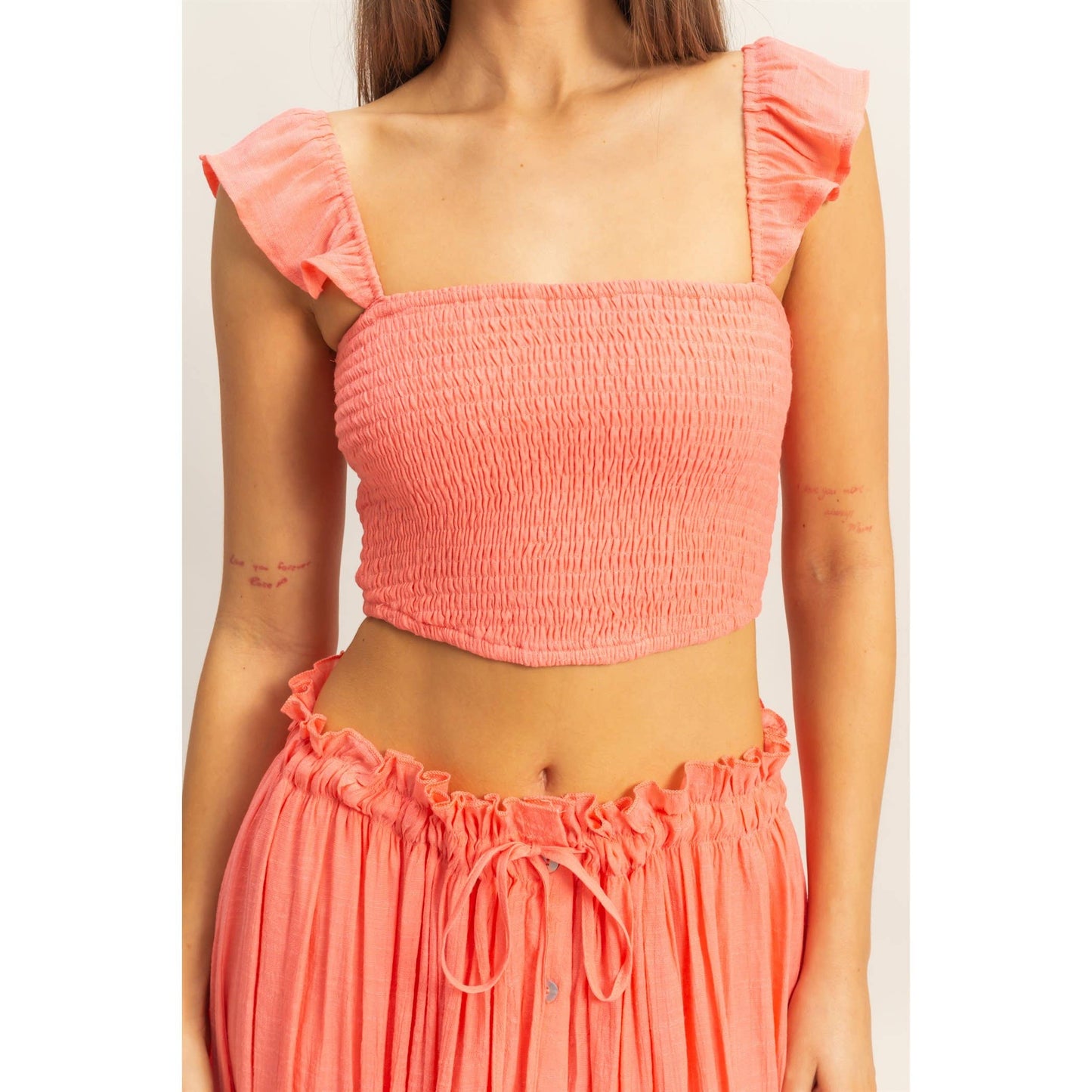 Smocked Sleeveless Top And Maxi Skirt Set