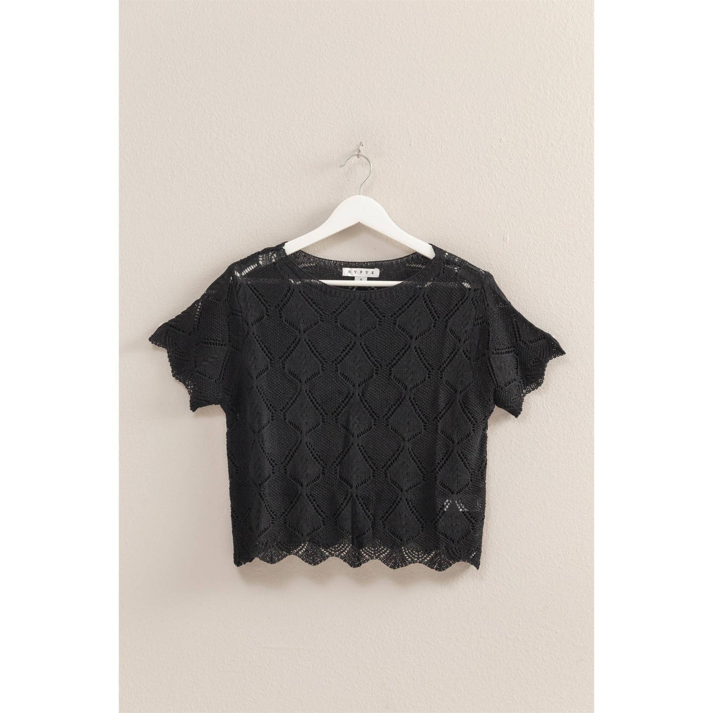 Short Sleeve Open Stitch Crochet Top
