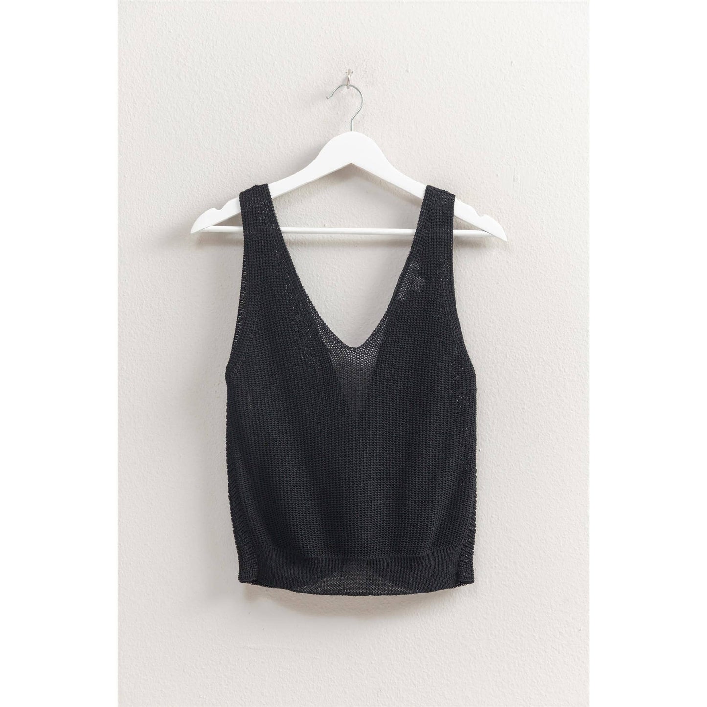 V-Neck Sleeveless Twist Back Knit Top