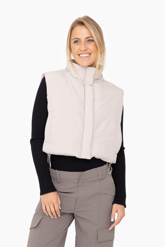 Chill out Cropped High Neck Puffer Vest