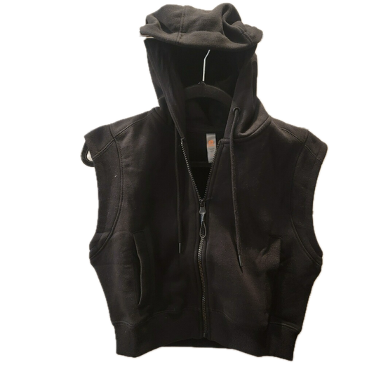 Brushed Fleece Cropped Vest in Black