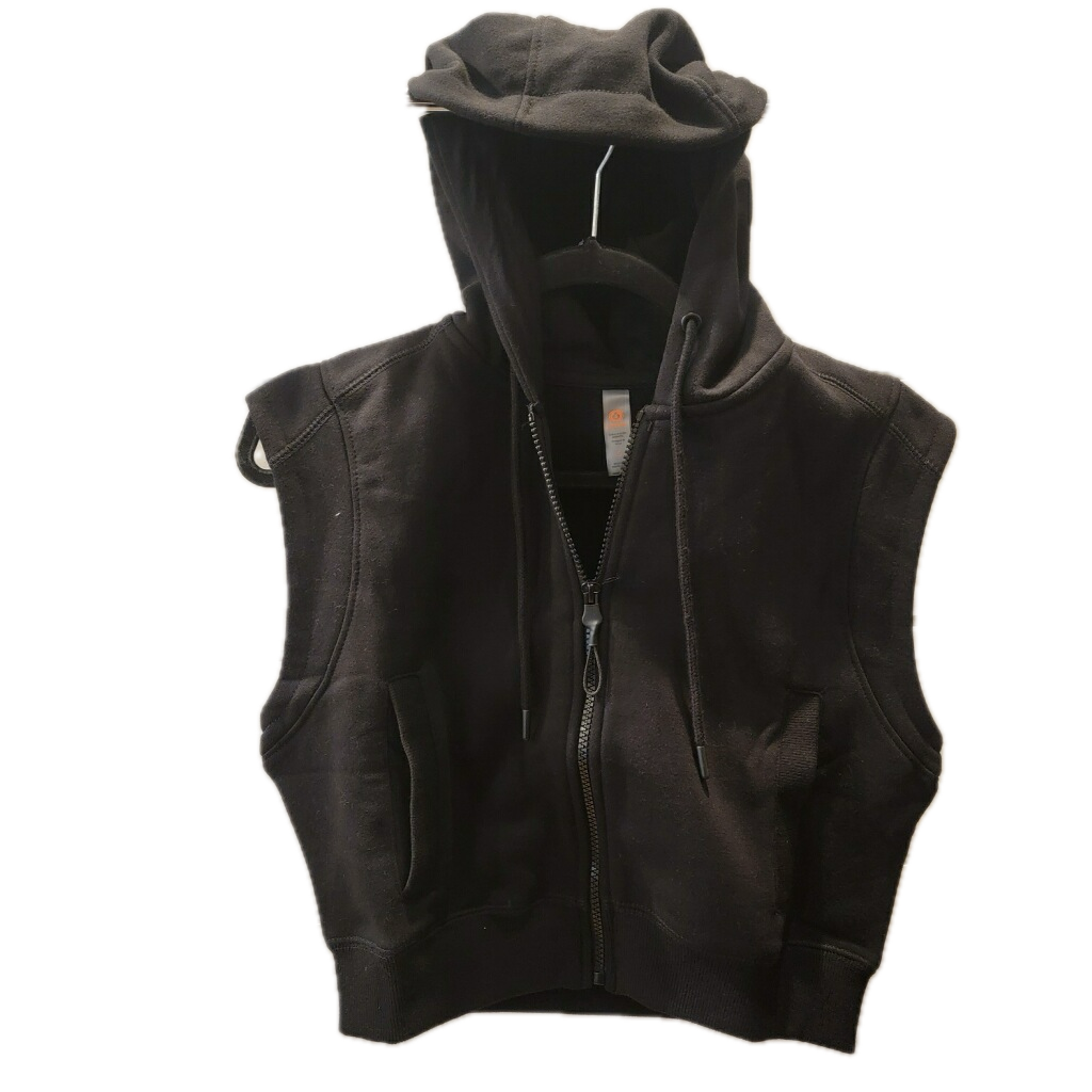 Brushed Fleece Cropped Vest in Black