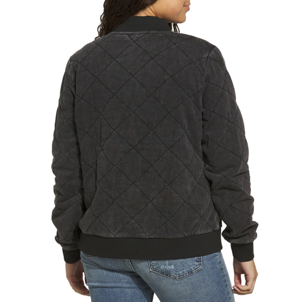 Quilted Bomber Jacket in Black
