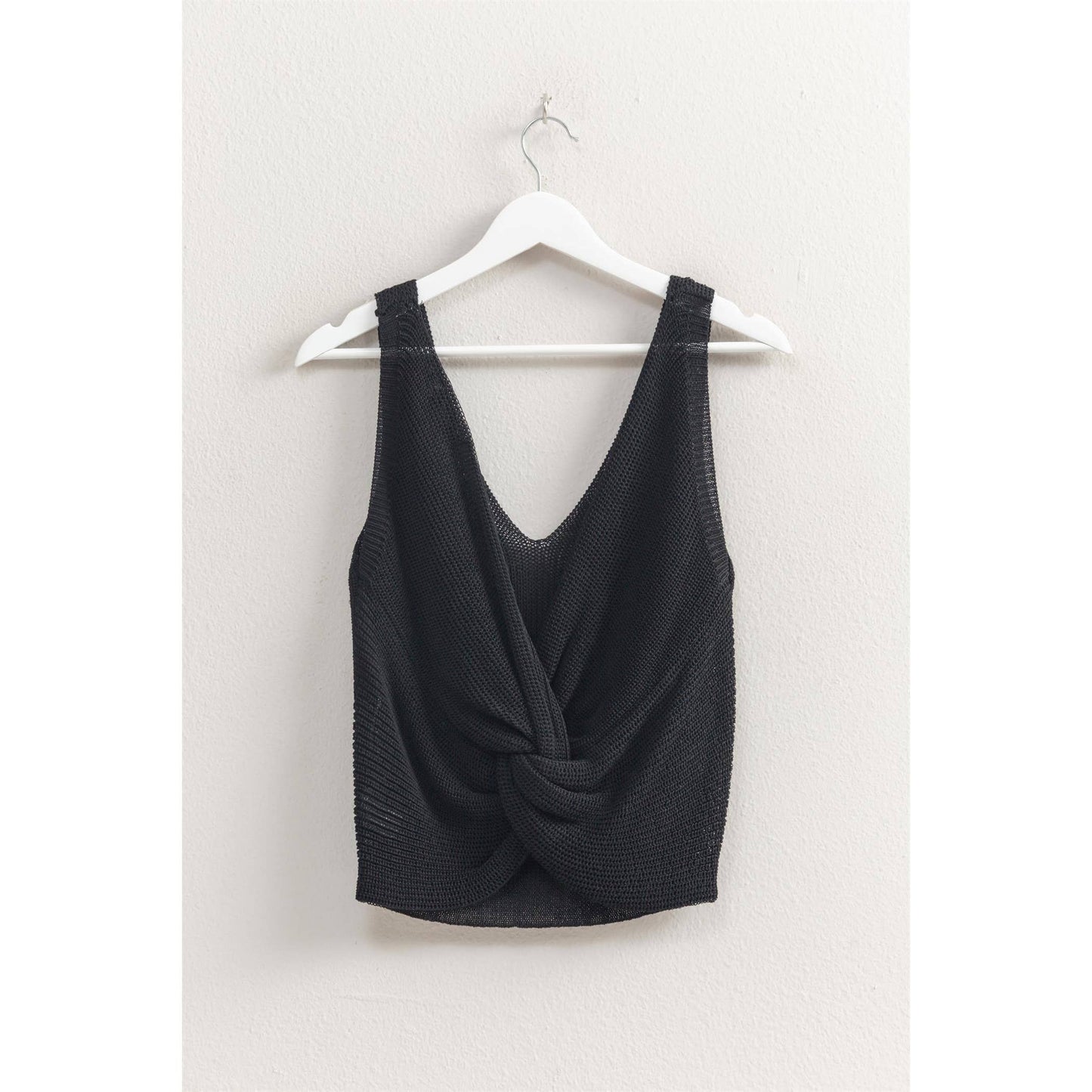 V-Neck Sleeveless Twist Back Knit Top