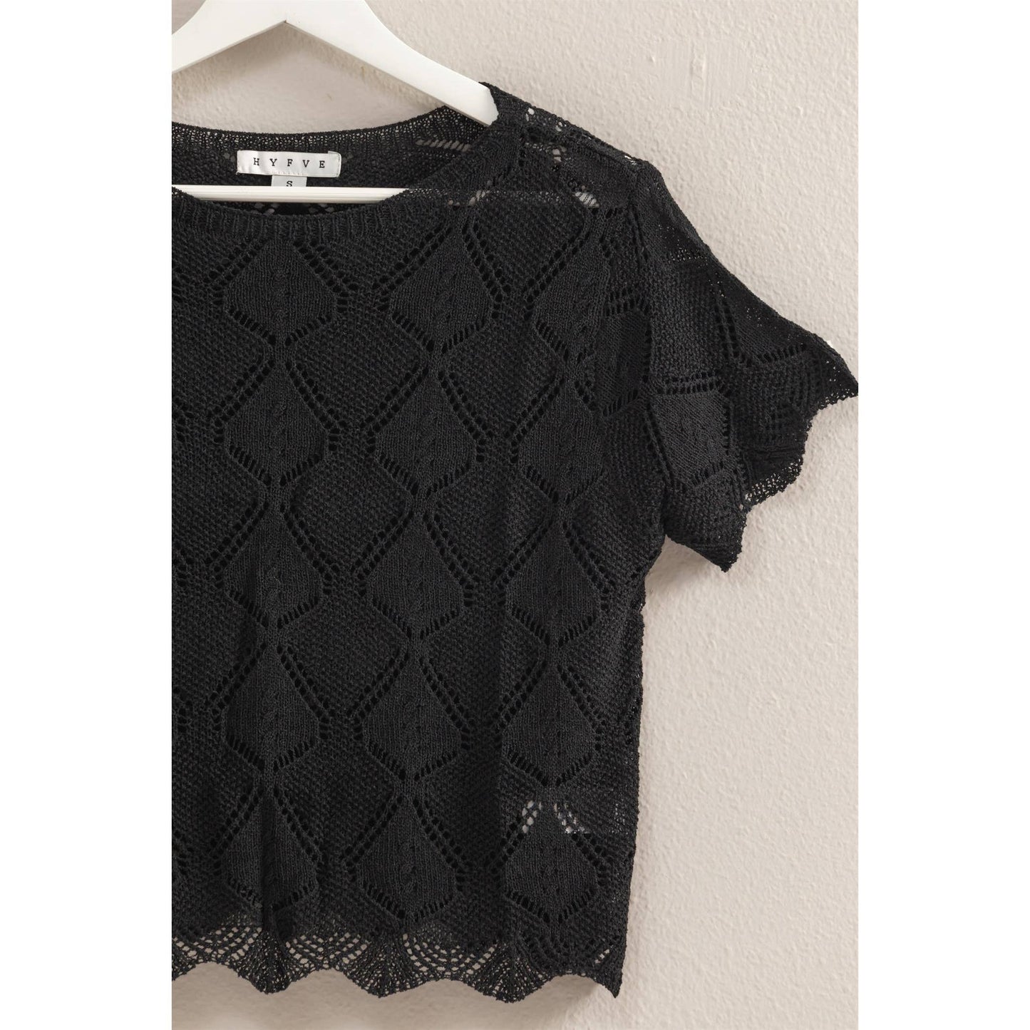 Short Sleeve Open Stitch Crochet Top