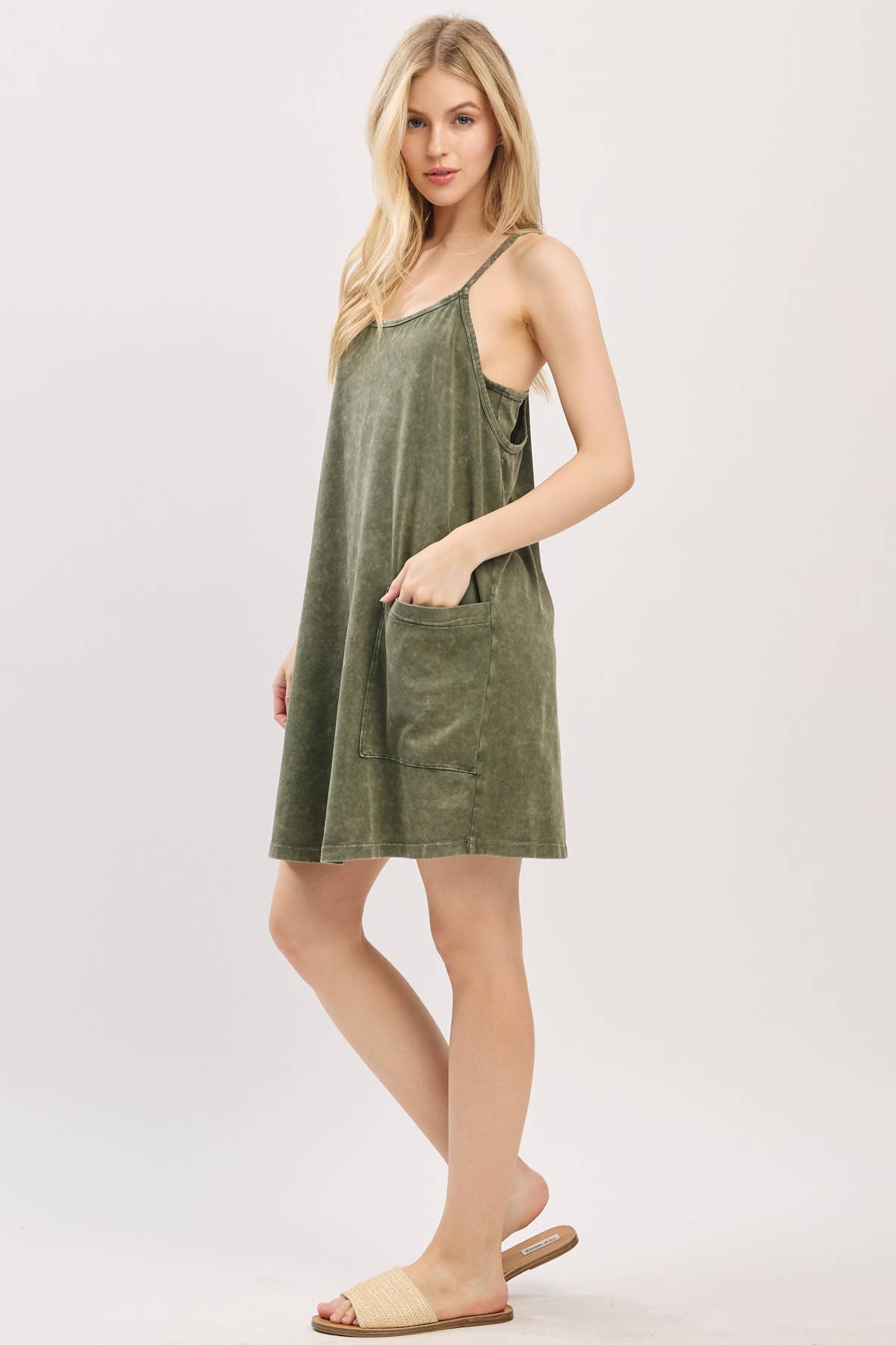 Cotton Cami Mini Dress with Romper Lining