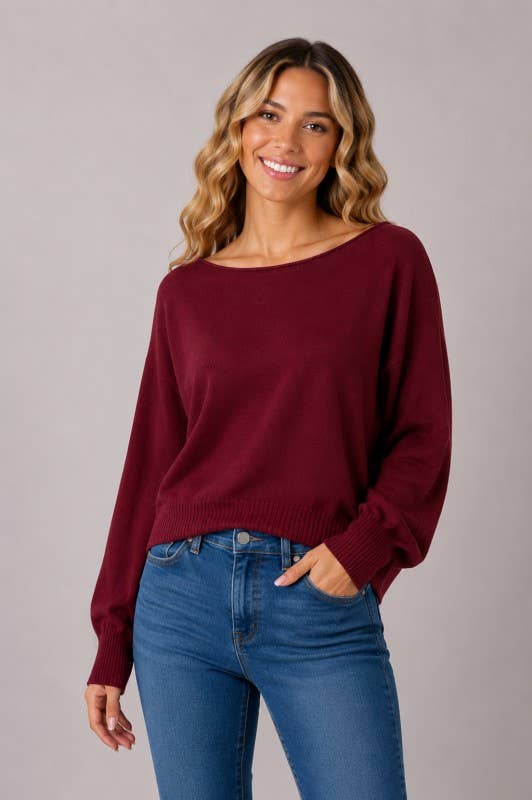 Boat Neck Pullover Sweater