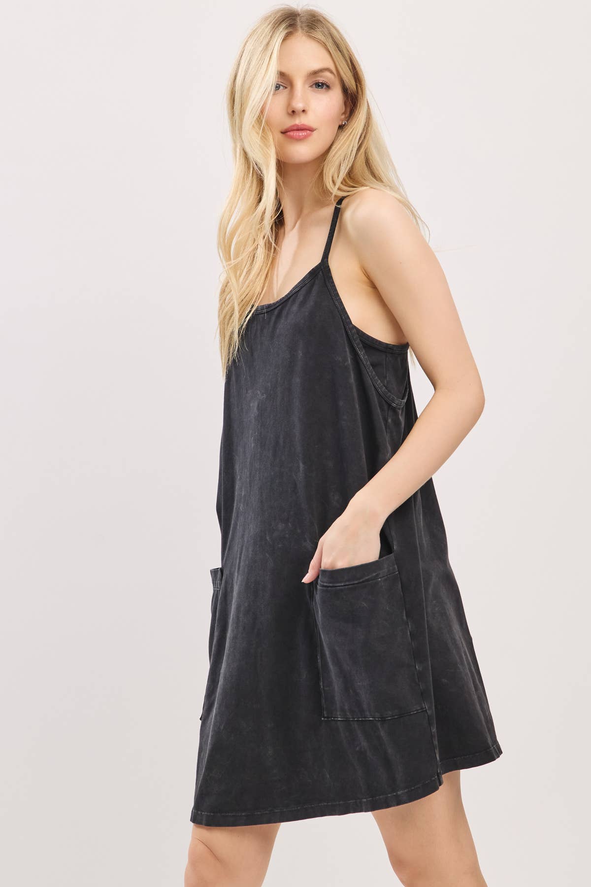 Cotton Cami Mini Dress with Romper Lining
