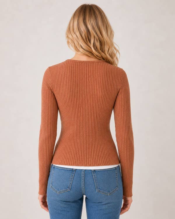 Ribbed Button-Up Cardigan