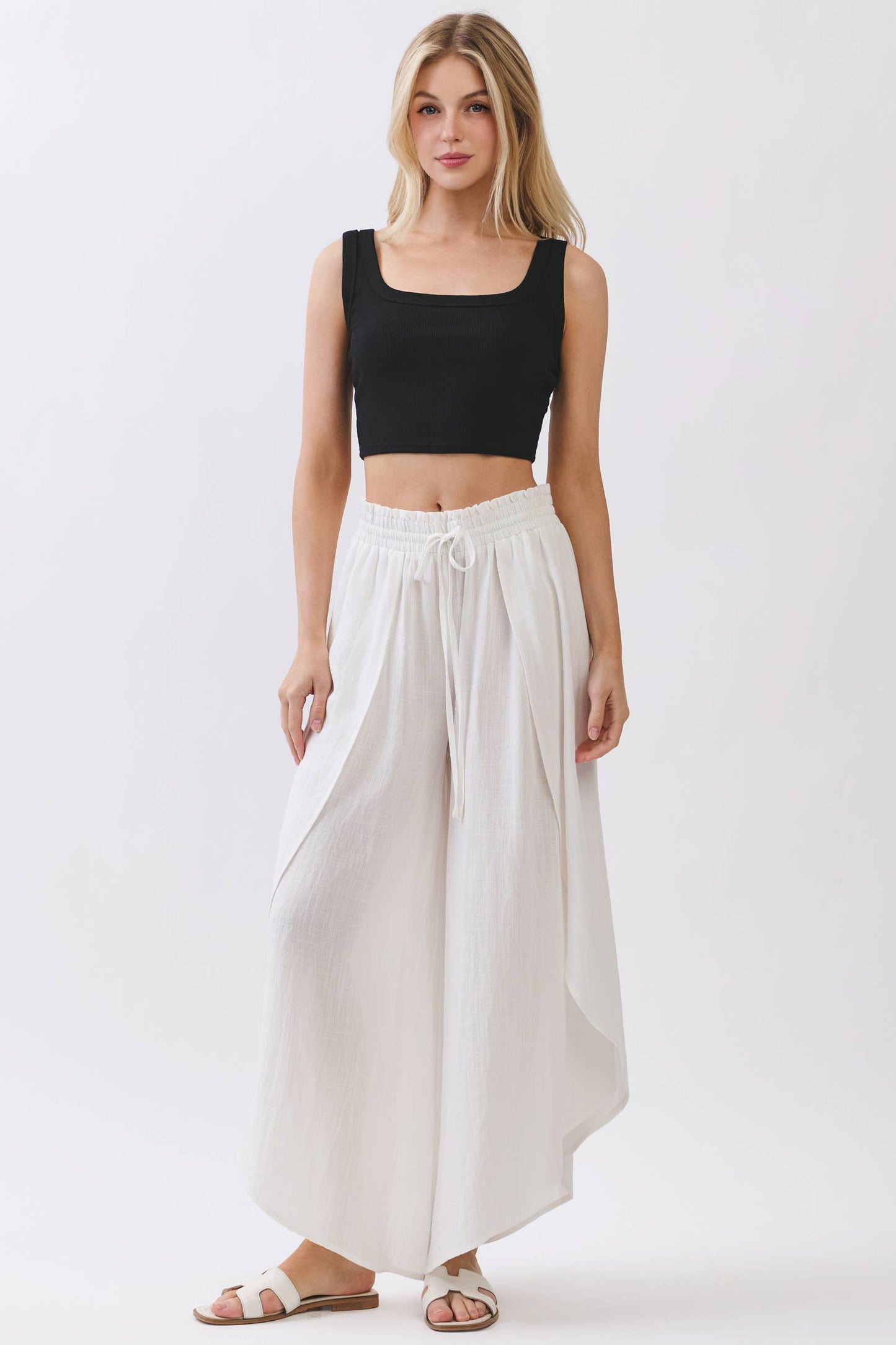 FRONT SLIT WRAP ROUND HEM PANTS