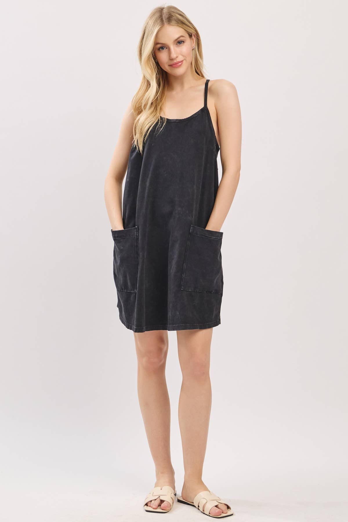 Cotton Cami Mini Dress with Romper Lining