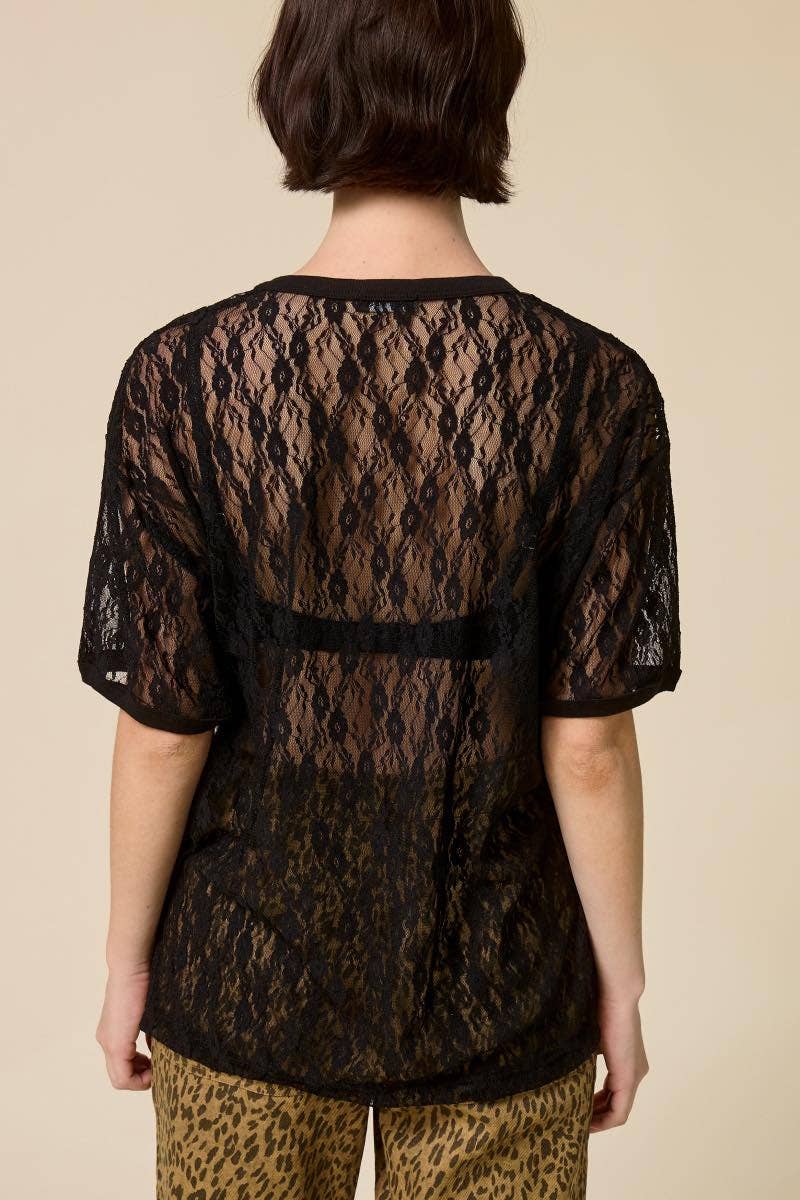 Free Bird 1776 Vintage Graphic Sheer Lace Tee