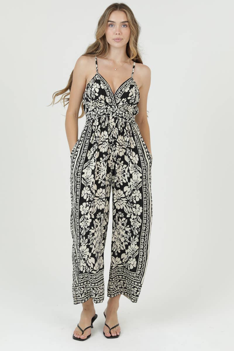 V NECK PRINTED JUMPSUIT