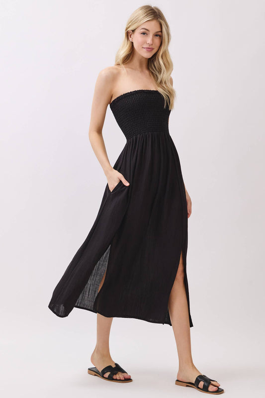 Smocked Tube Midi Dress