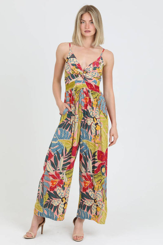V NECK TWIST FRONT CUT OUT JUMPSUIT