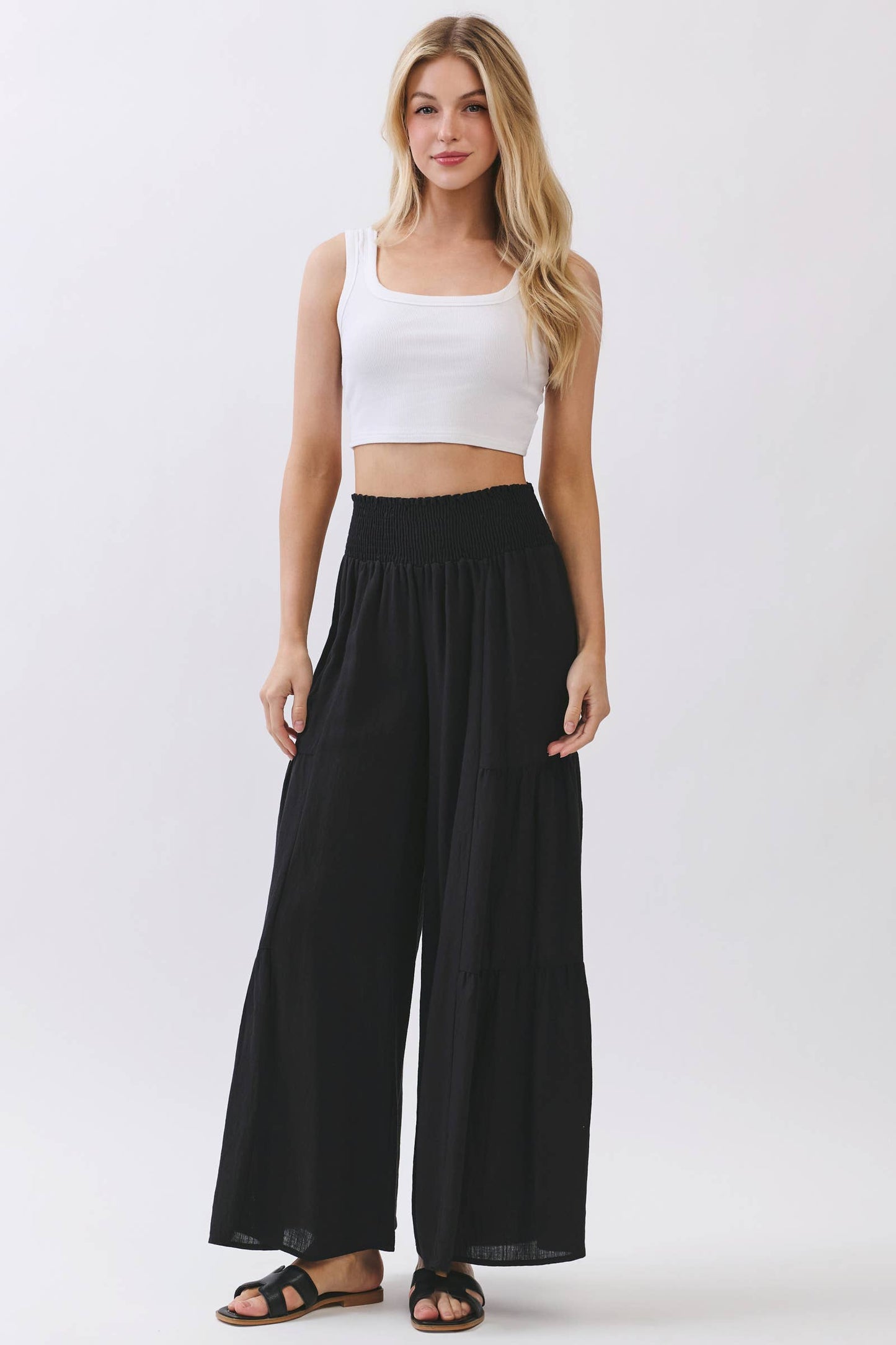 RELAXED FLOWY WIDE LEG PANTS