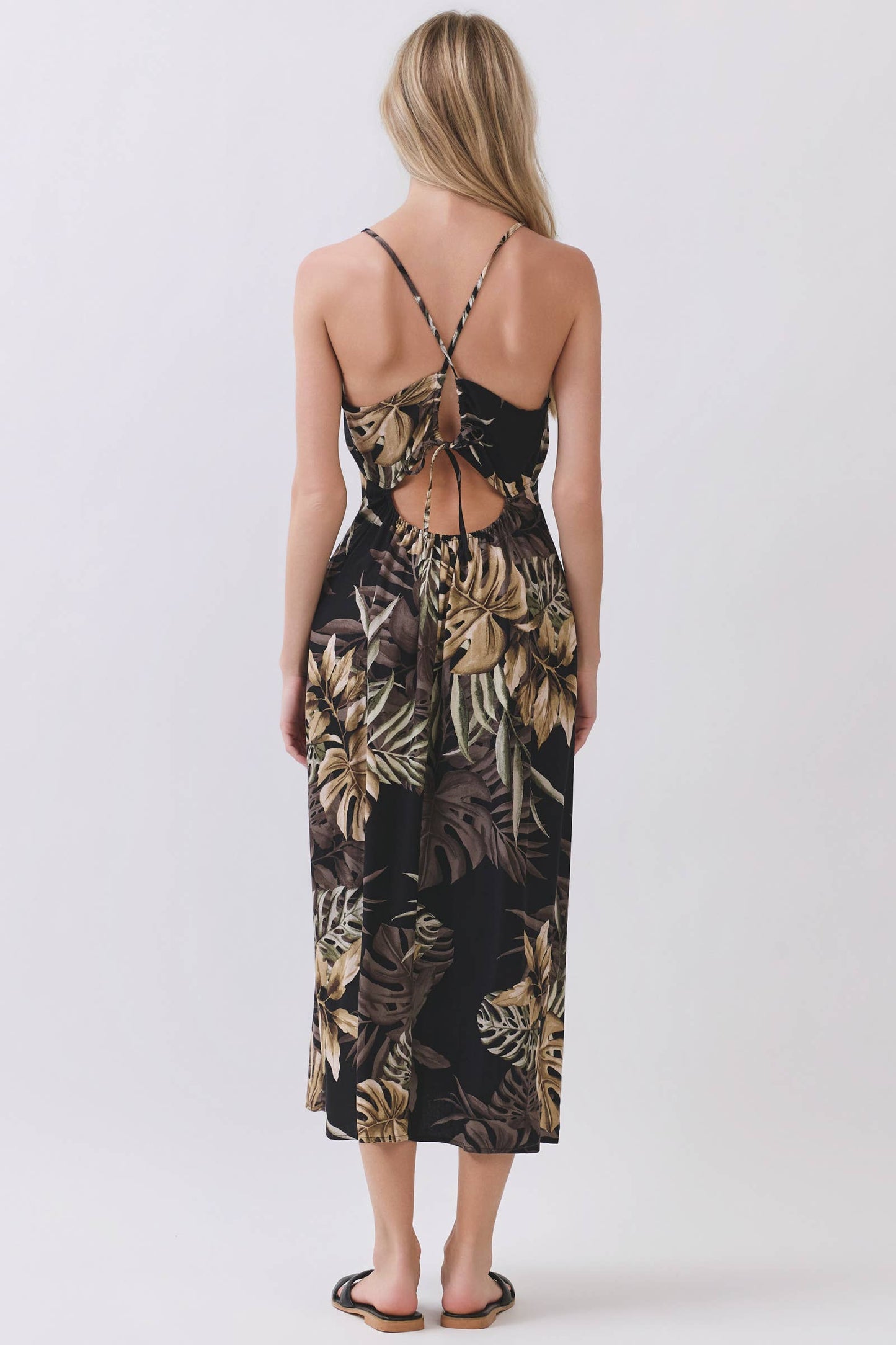 TROPICAL PRINT CAMI MIDI DRESS