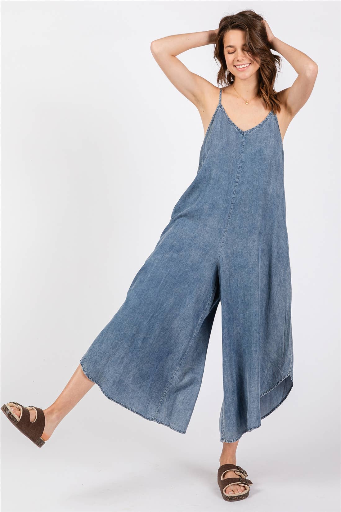 DENIM SLOUCHY FITTED JUMPSUIT
