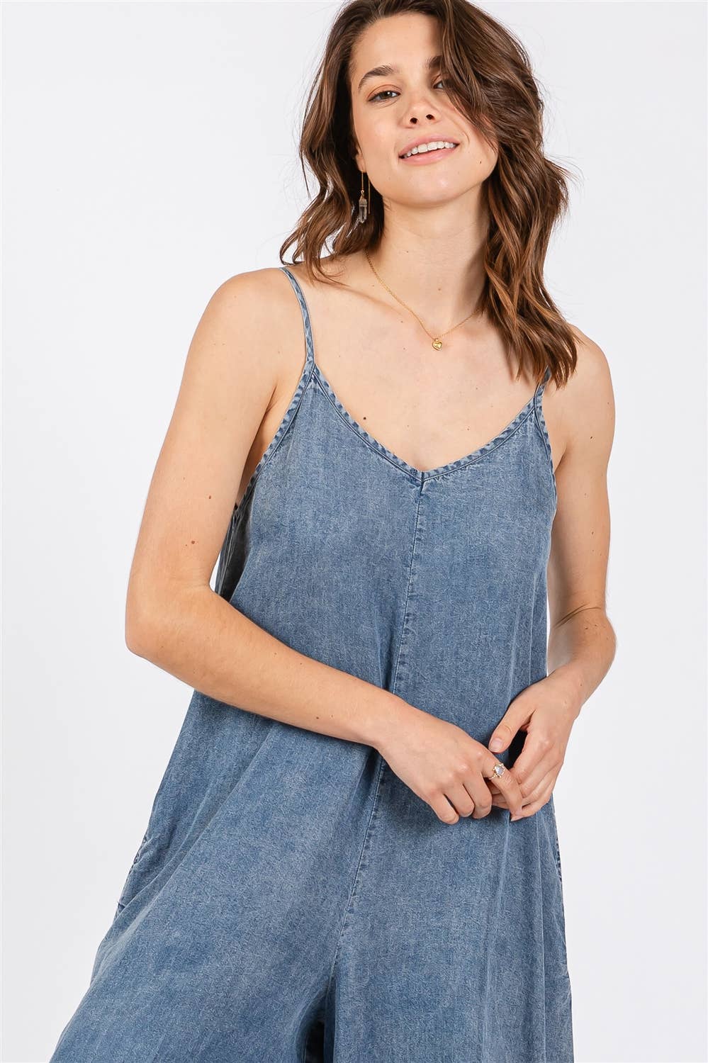DENIM SLOUCHY FITTED JUMPSUIT