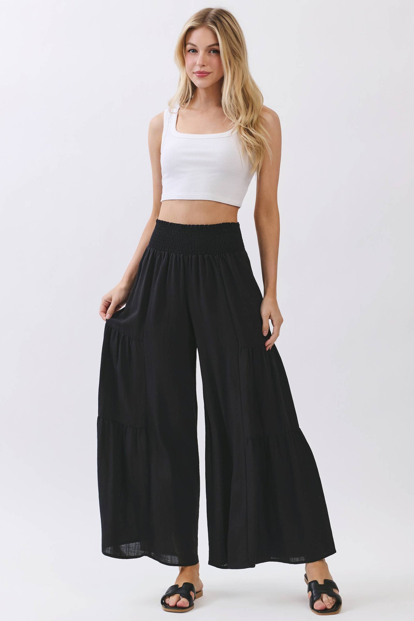 RELAXED FLOWY WIDE LEG PANTS