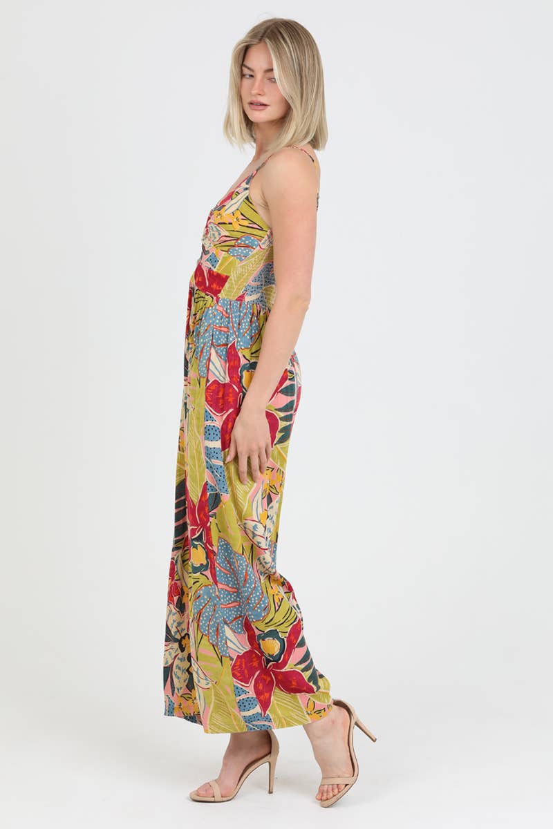V NECK TWIST FRONT CUT OUT JUMPSUIT