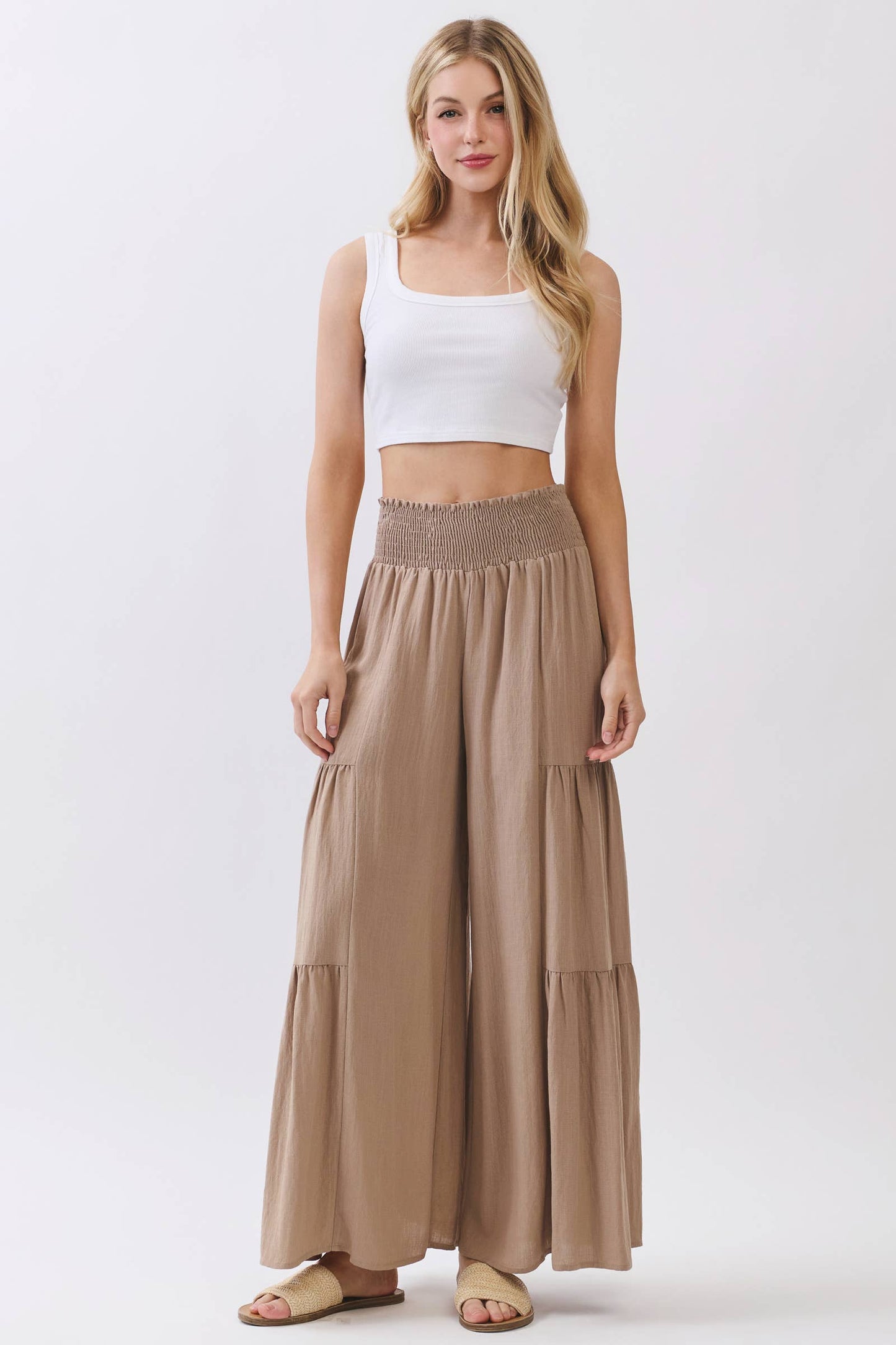 RELAXED FLOWY WIDE LEG PANTS