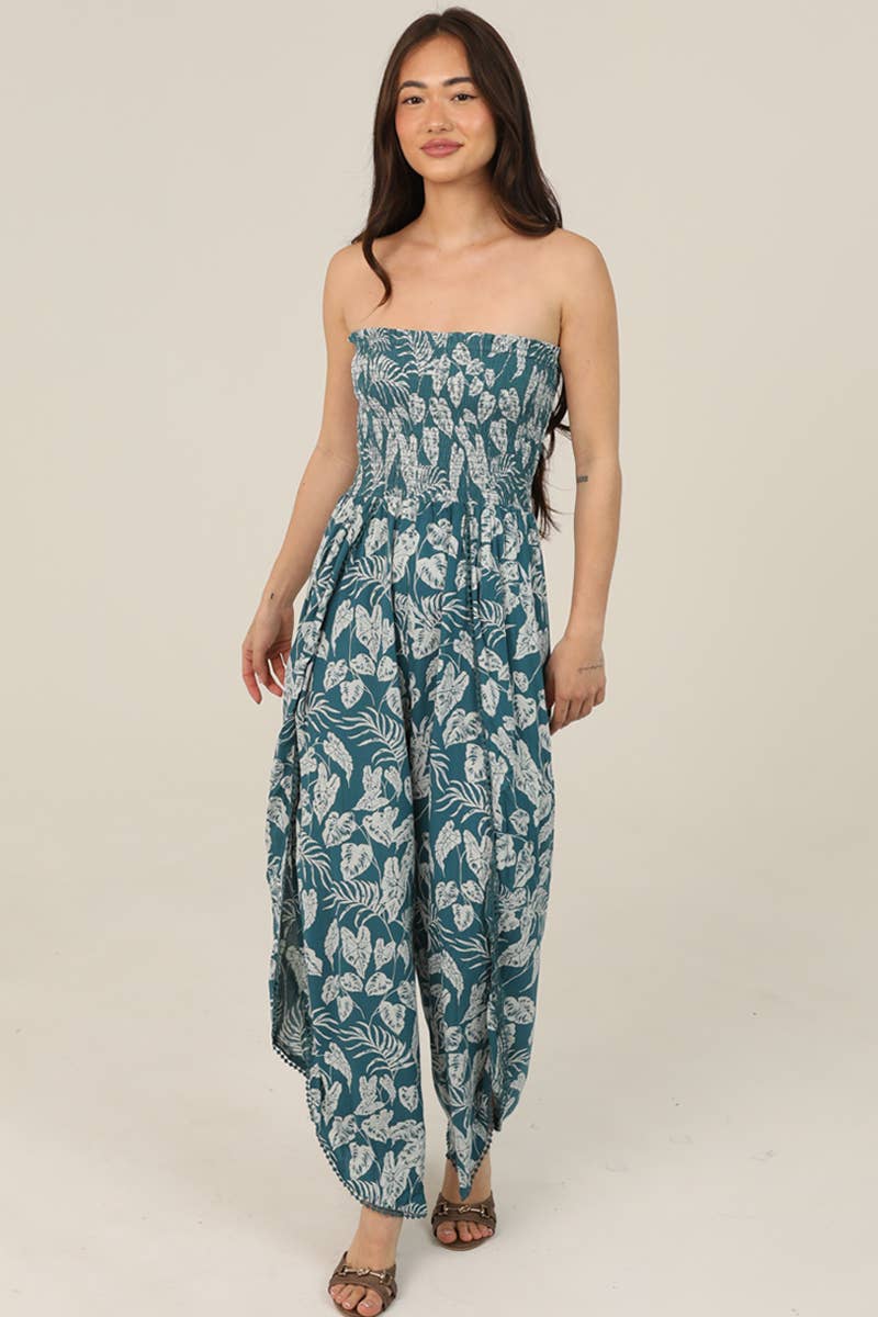 SMOCKED TUBE WRAP PANT JUMPSUIT