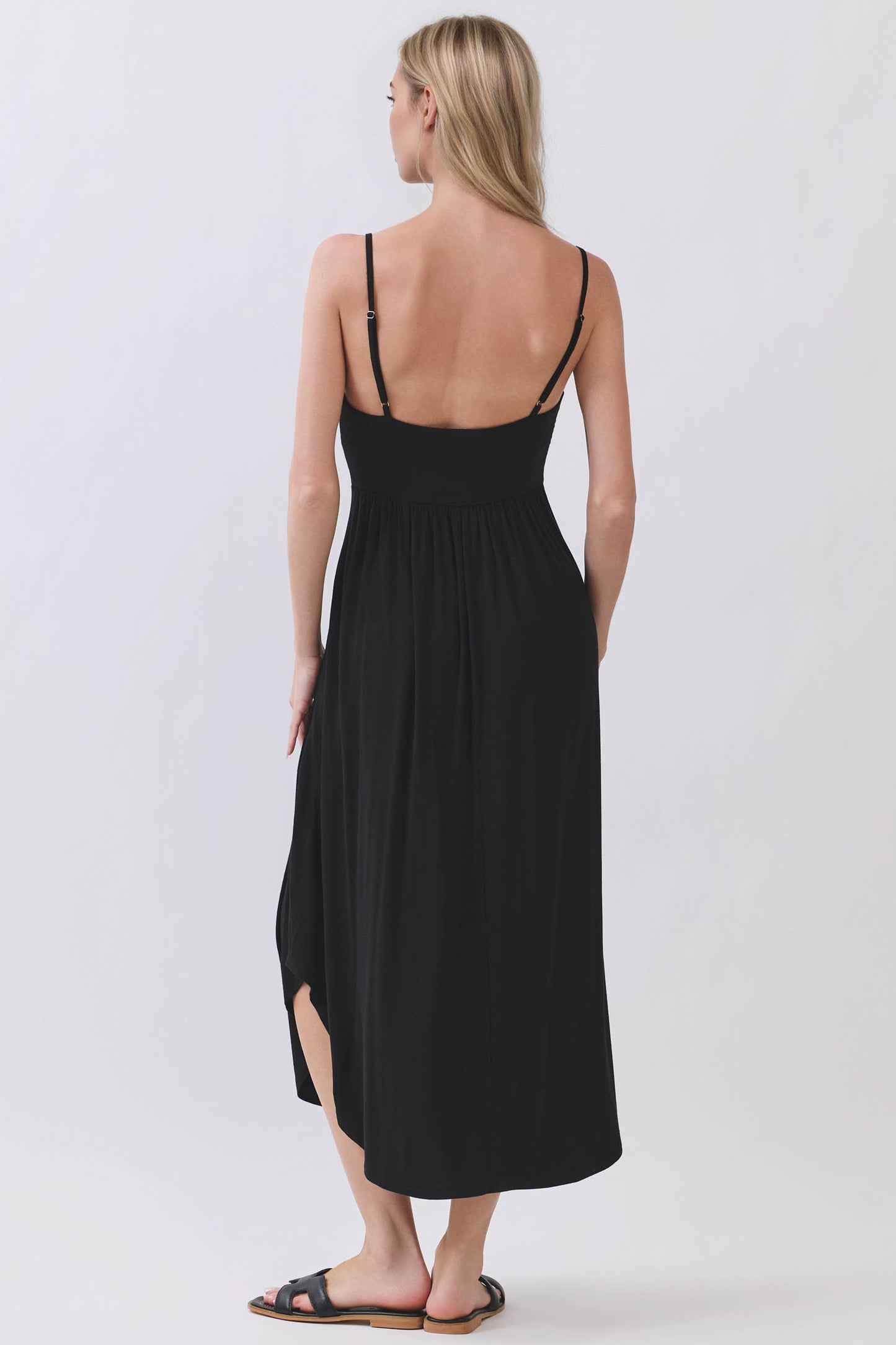 SOLID RAYON MODAL V-NECK CAMI DRESS