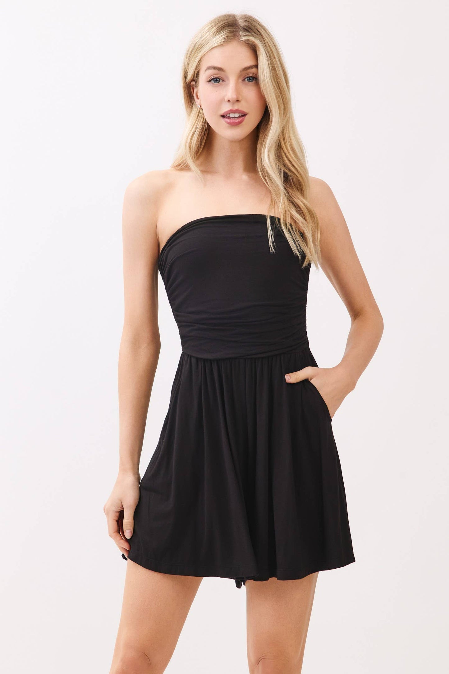 TANK TOP SHIRRING FLOWY ROMPER