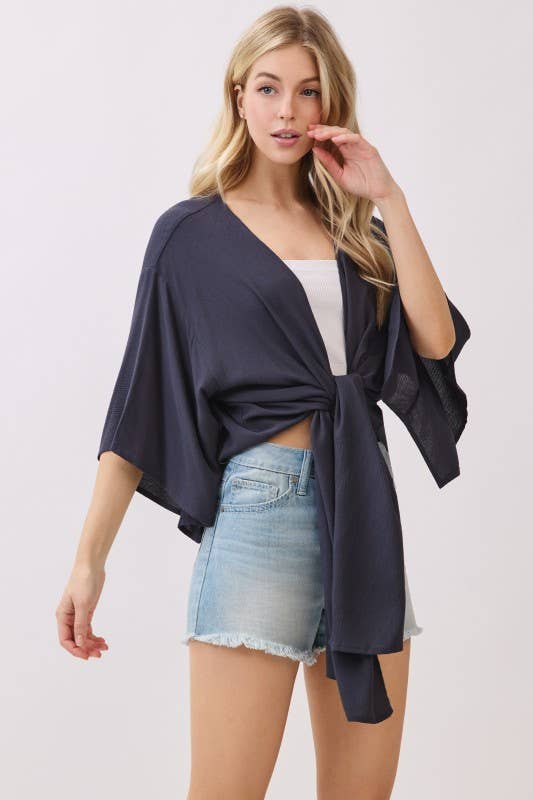 THREE QUARTER SHORT KIMONO CARDIGAN