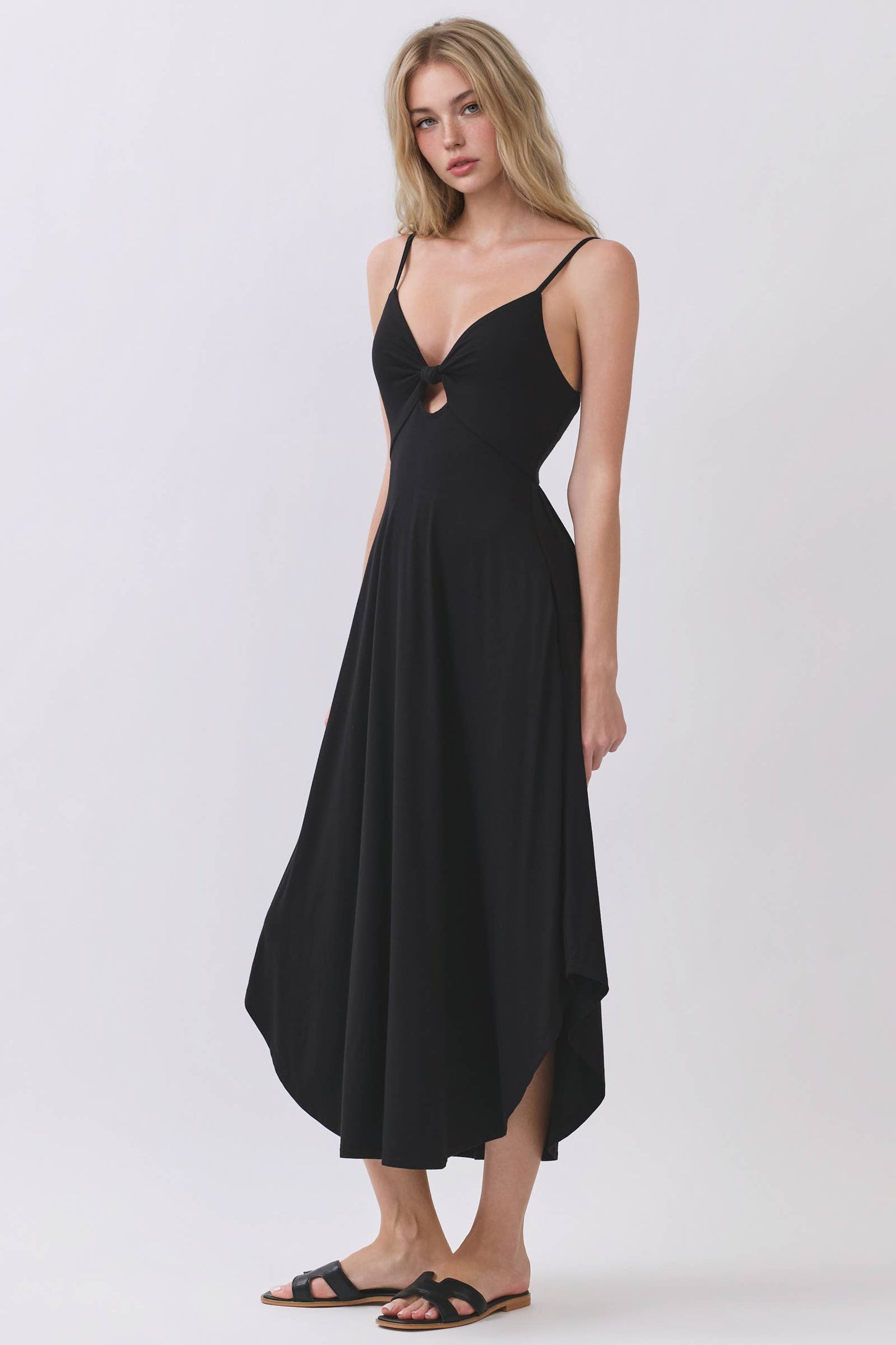 SOLID RAYON MODAL V-NECK CAMI DRESS