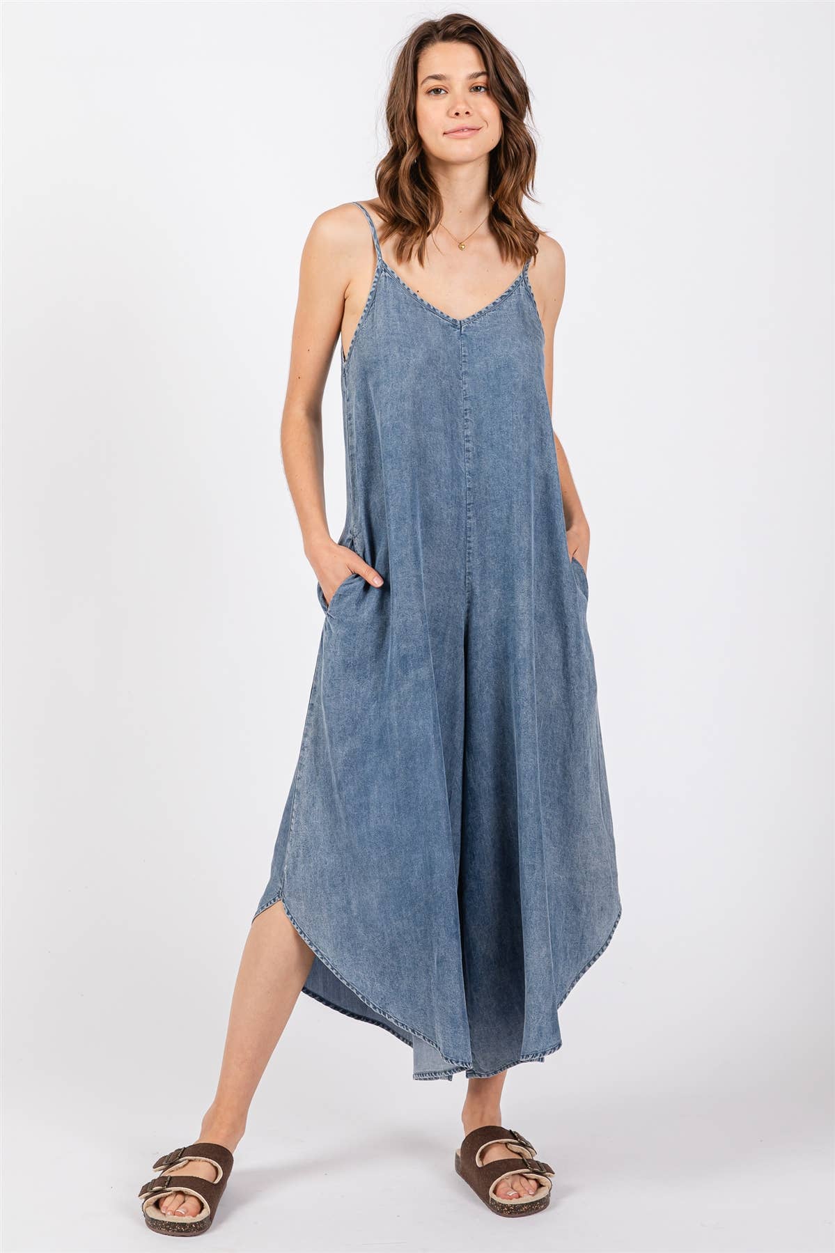 DENIM SLOUCHY FITTED JUMPSUIT