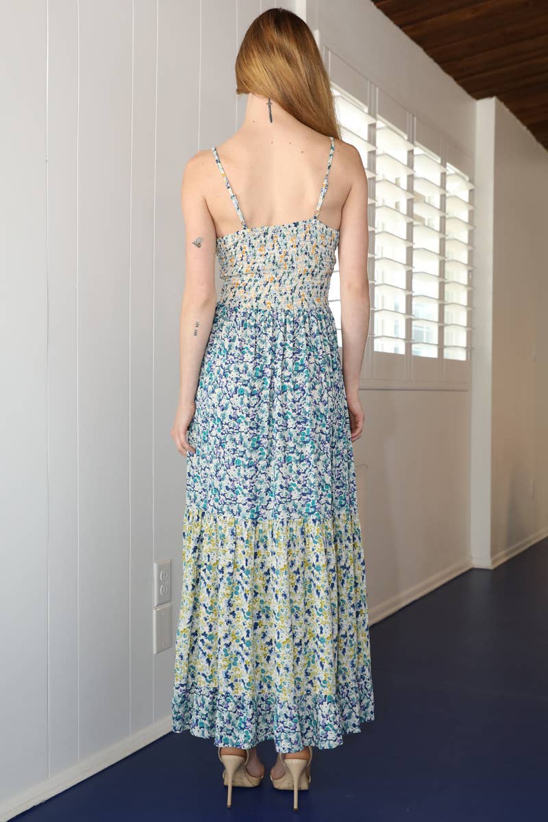 V NECK TWIST FRONT CUT OUT MAXI DRESS