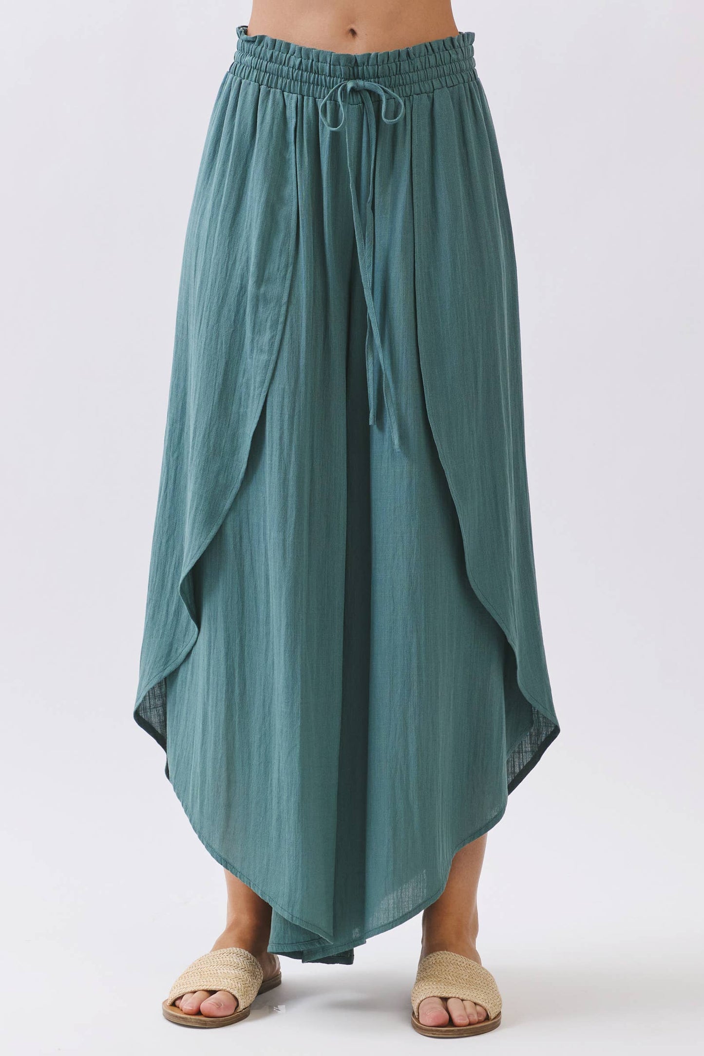 FRONT SLIT WRAP ROUND HEM PANTS