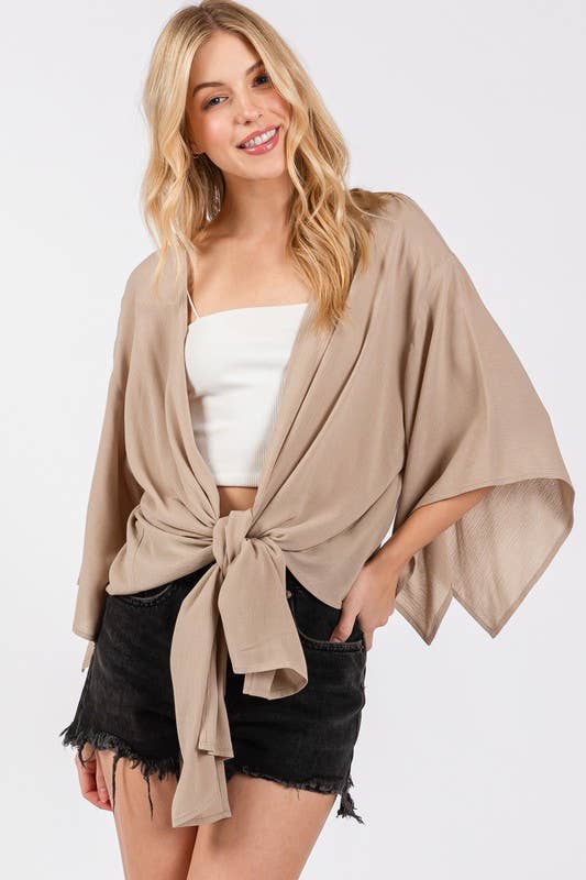 THREE QUARTER SHORT KIMONO CARDIGAN