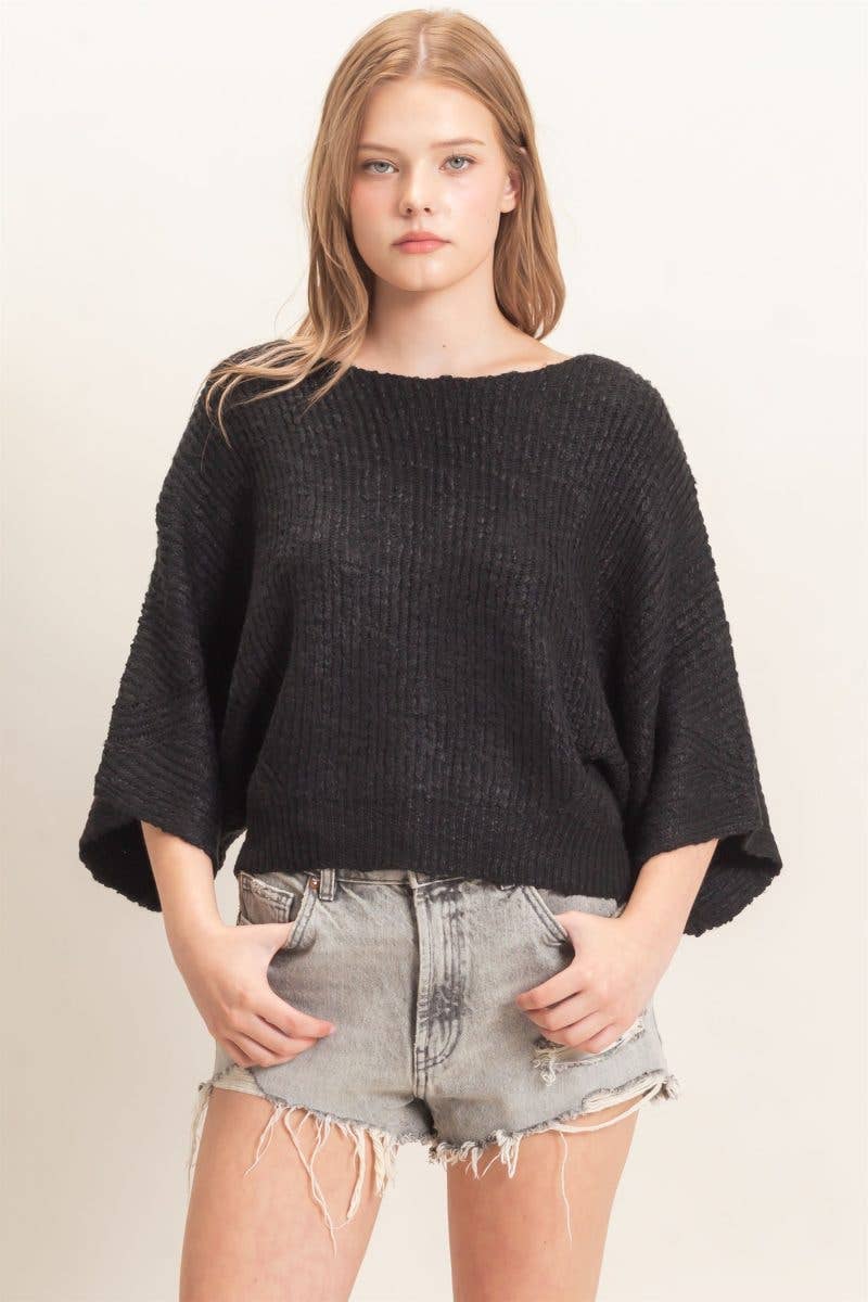 Ribbed Boat Neck Sweater